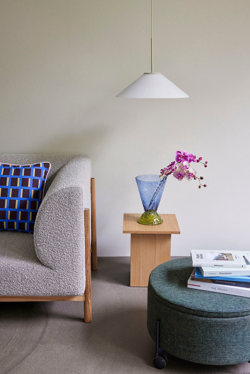 HUBSCH Καναπές Καναπές 3 Θέσεων Moment Small Γκρι, Natural Oak Wood/Polyester 257x89xh80 cm Hübsch