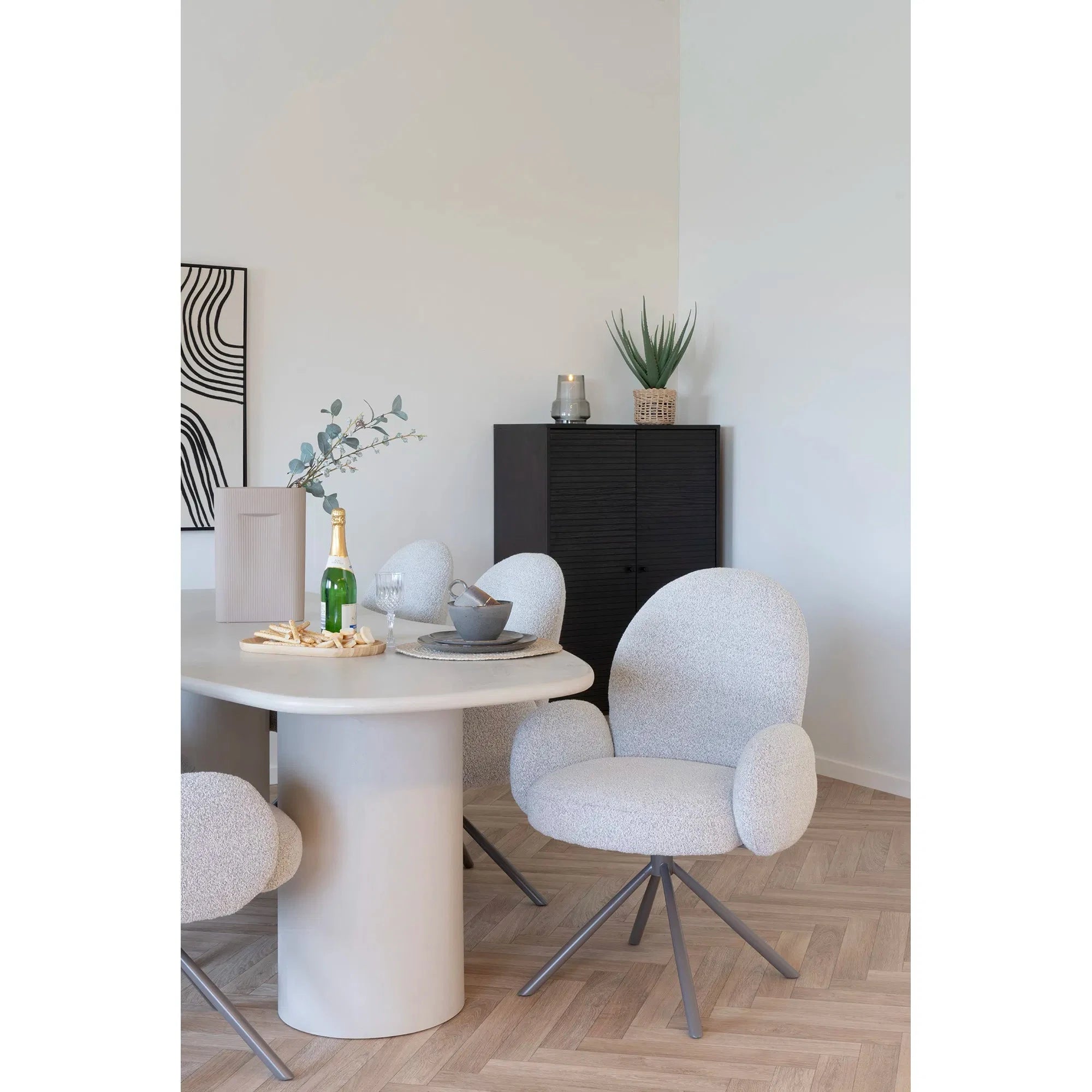 Καρέκλα Τραπεζαρίας Lana / Bouclé / Γκρι W65 x L69 x H91.5 HOUSE NORDIC