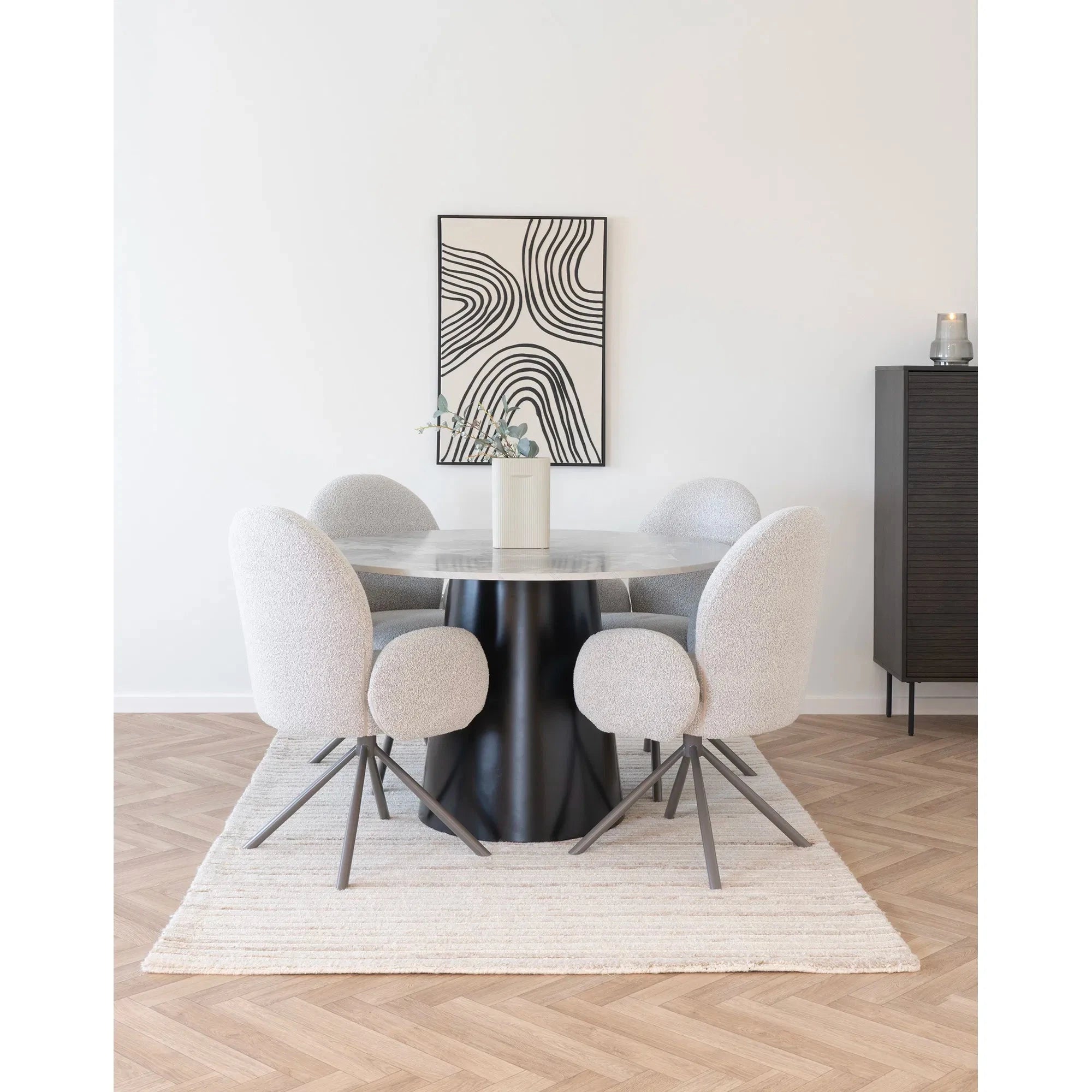 Καρέκλα Τραπεζαρίας Lana / Bouclé / Γκρι W65 x L69 x H91.5 HOUSE NORDIC