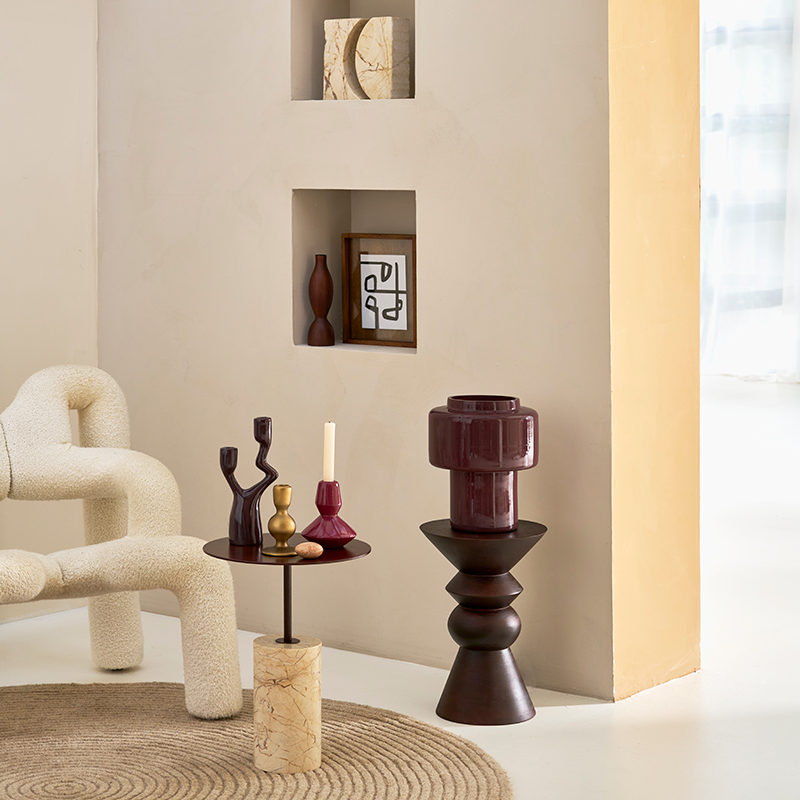 Διακοσμητικά Runda - Μάρμαρο Φυσική Απόχρωση Σετ Των 2 τμχ 20,5 x 7,5 x 22 cm Urban Nature Culture Amsterdam