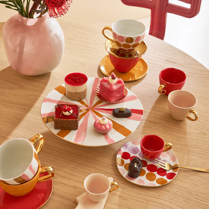 HINTSDECO Πιατέλα Τουρτιέρα Good Morning Joyful Κεραμική Πολύχρωμη Ø29 x5.7 CM Urban Nature Culture Amsterdam