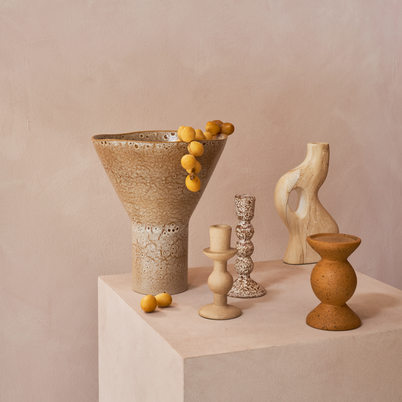 Urban Nature Culture Amsterdam Κηροπήγιο Κηροπήγιο Sisi B  Ecomix Μπεζ Ø 6.7 x 14.5 CM Urban Nature Culture Amsterdam