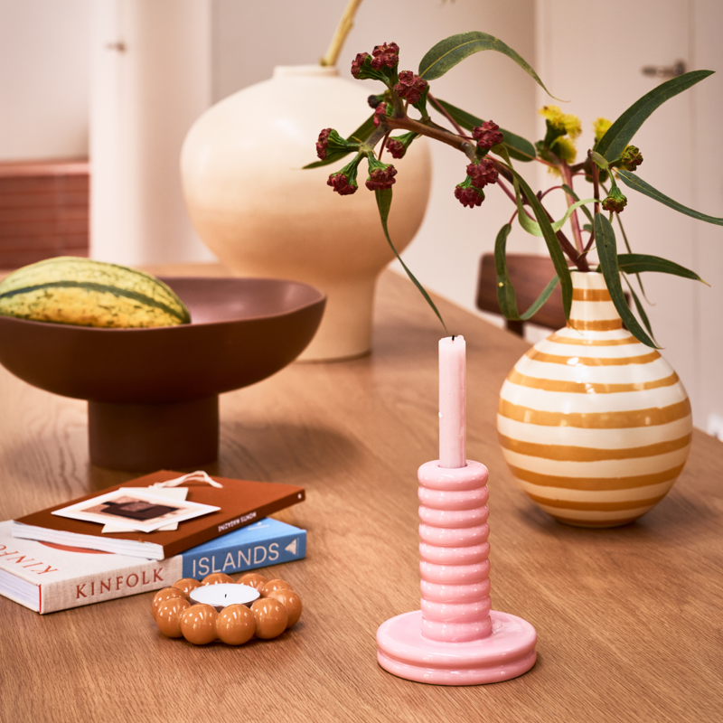 Κηροπήγιο Kabelo - Κεραμικό Ροζ Ø12,5x H15 cm Urban Nature Culture Amsterdam