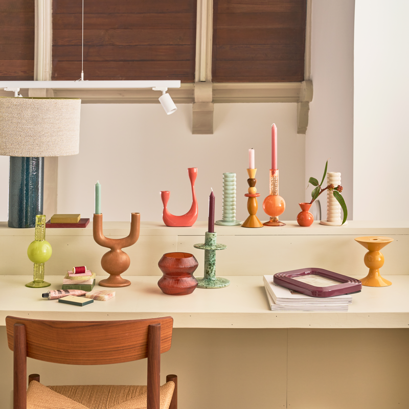 Κηροπήγιο Vimba - Ξύλο Μάνγκο Πολύχρωμο Ø8 x H21 cm Urban Nature Culture Amsterdam