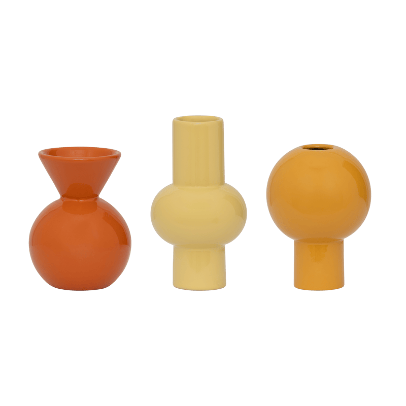 Mini Βάζα Lilian, Set Of 3 Ø 5.5 x 10 cm Κεραμικά Πορτοκαλί/ Κίτρινο/ Κεχριμπάρι Urban Nature Culture Amsterdam