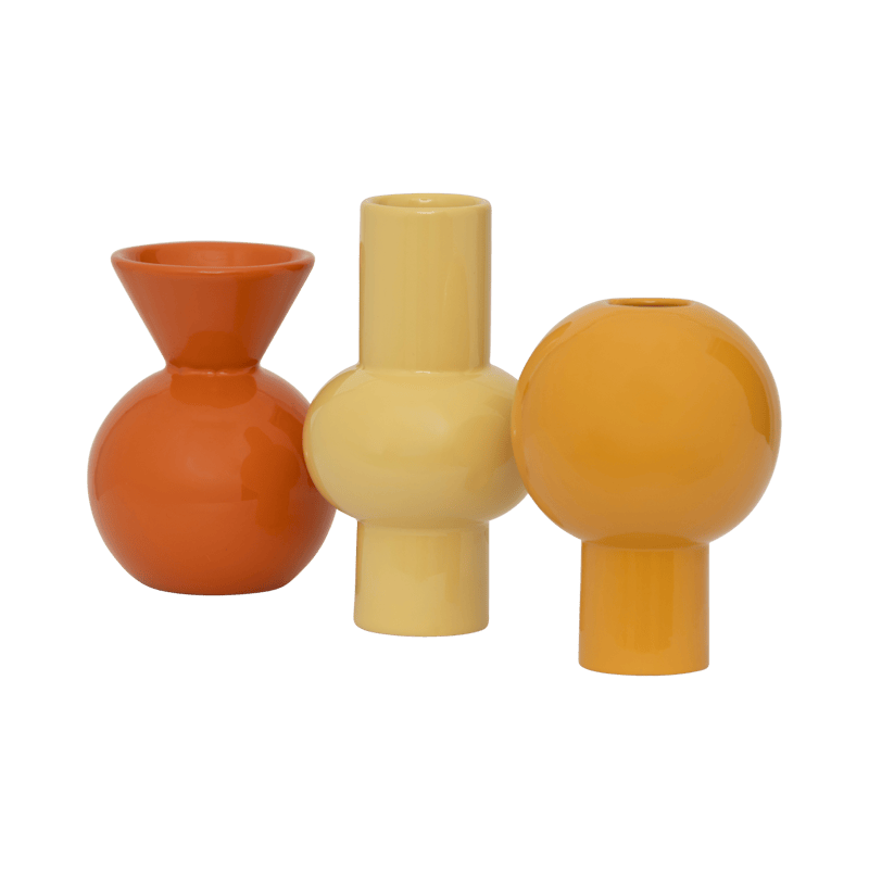 Mini Βάζα Lilian, Set Of 3 Ø 5.5 x 10 cm Κεραμικά Πορτοκαλί/ Κίτρινο/ Κεχριμπάρι Urban Nature Culture Amsterdam
