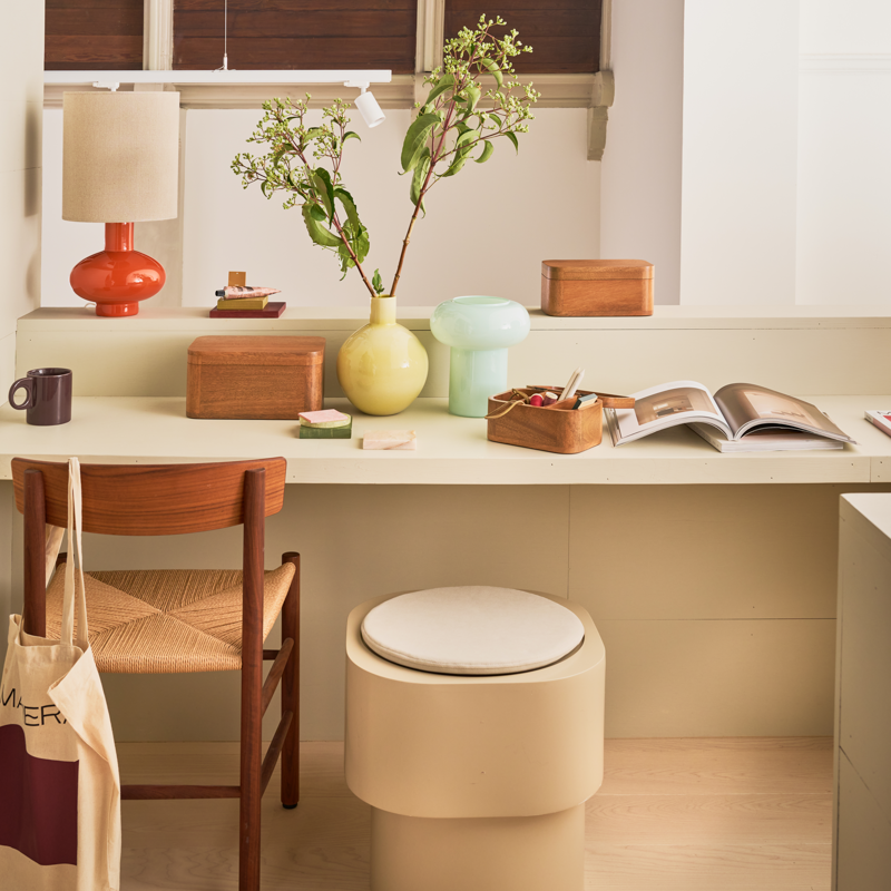 Βοηθητικό Τραπέζι Tabouret - MDF Ξύλο Ανοιχτό Χακί Ø45 x H40 cm Urban Nature Culture Amsterdam