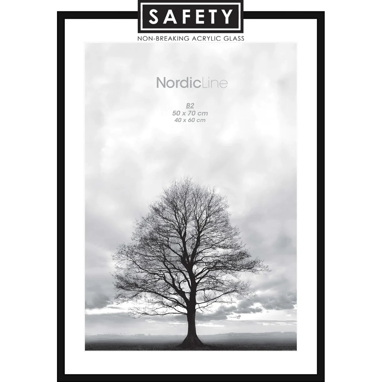 INCADO Κορνίζα Copy of Κορνίζα Nordic Line Slim Modern Safety PLΜαύρο Ξύλο Ακ. Γυαλί 30x40 cm INCADO