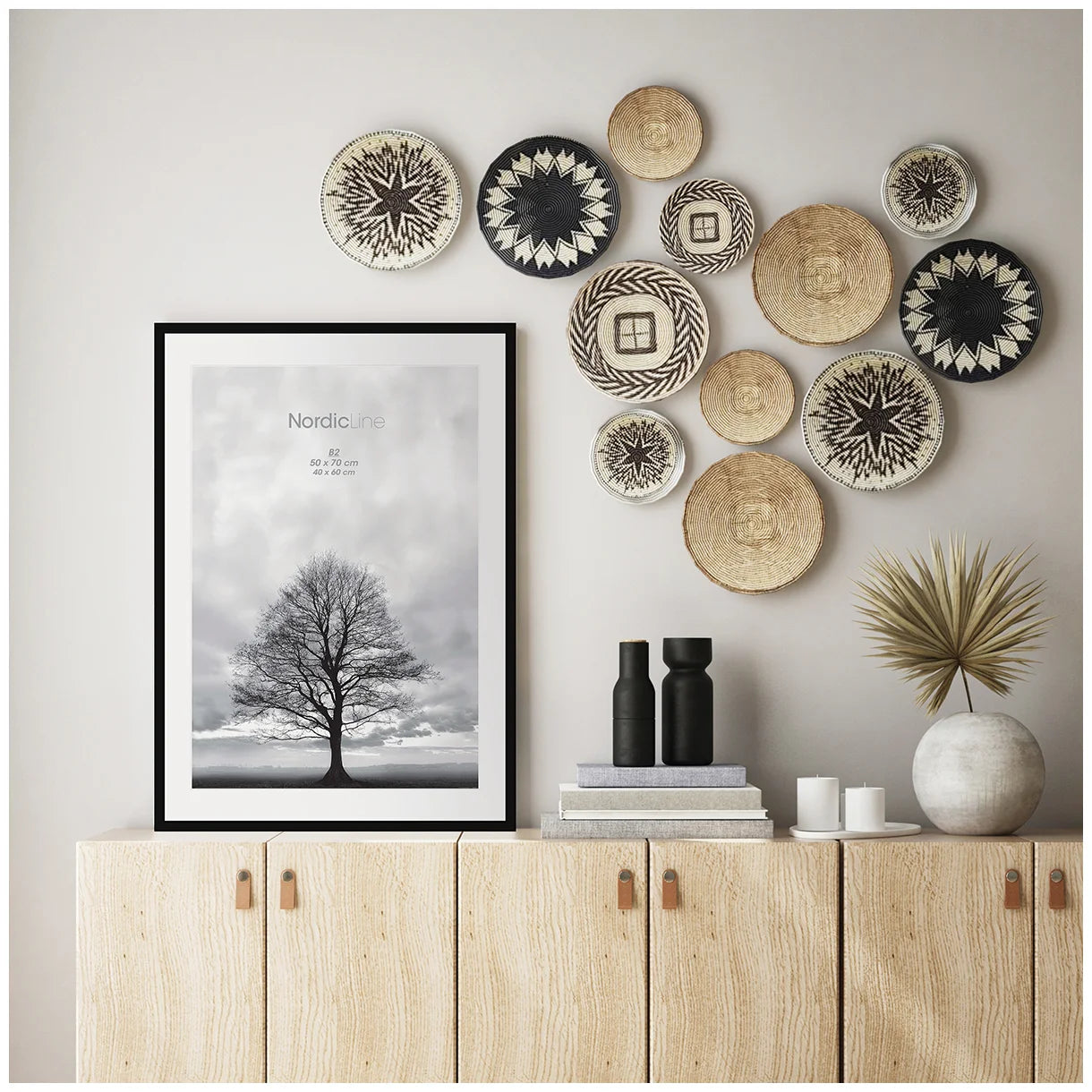 Κορνίζα Nordic Line Slim - Μαύρο Ξύλο Ακρυλικό Γυαλί W50 x H70 cm INCADO