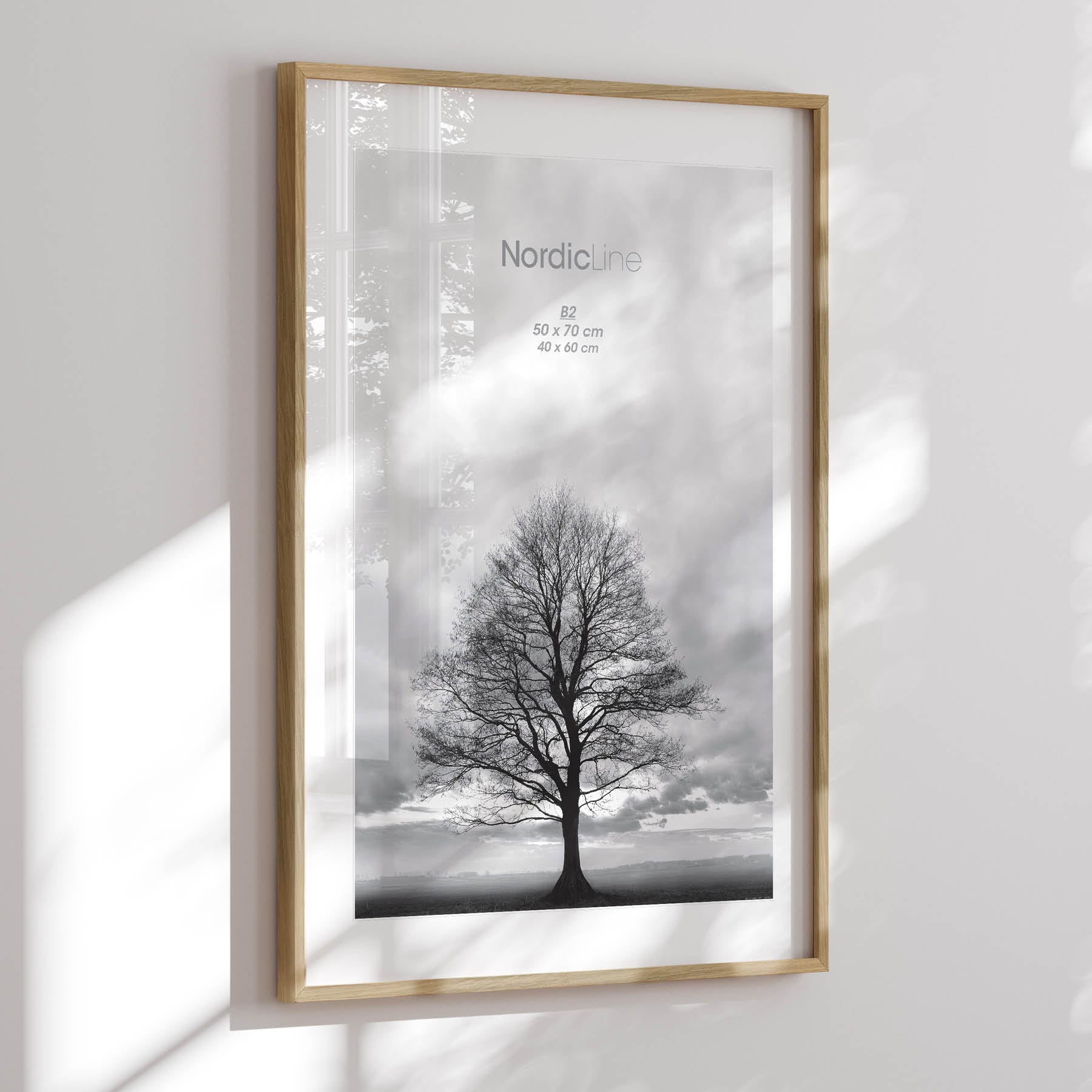 Κορνίζα Nordic Line - Φυσικό Ξύλο Δρυός Ακρυλικό Γυαλί 15 mm W50 x H70 cm INCADO