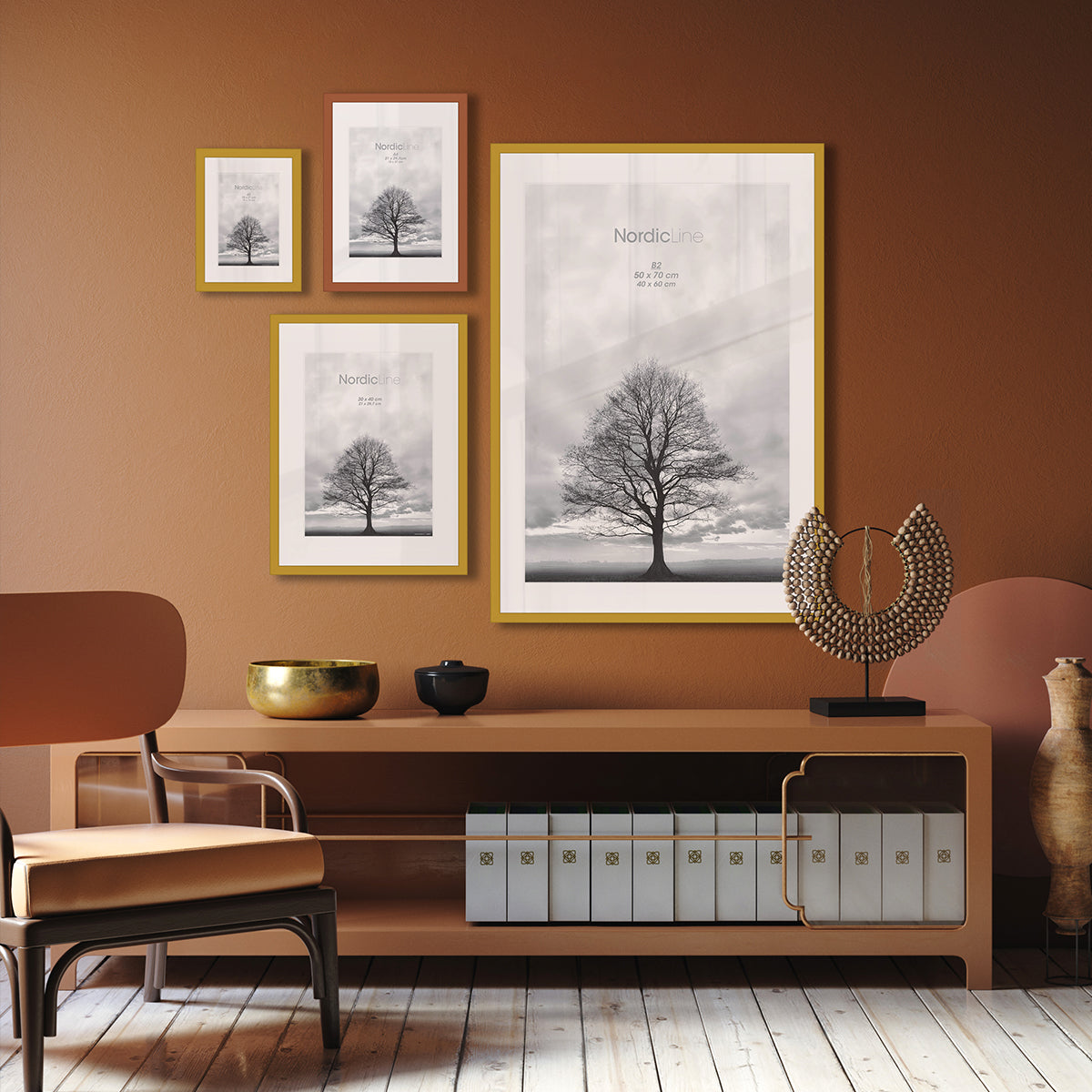 INCADO Κορνίζα Copy of Copy of Κορνίζα Nordic Line Σκούρο Κίτρινο Ξύλο Ακ. Γυαλί 50x70 cm INCADO