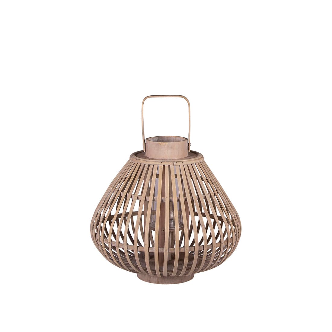 Broste Copenhagen Φανάρι Διακοσμητικό φανάρι Sahara Lantern Natural, Bamboo/Glass Ø31,5 x H28 cm, 7 x 17  cm Broste Copenhagen