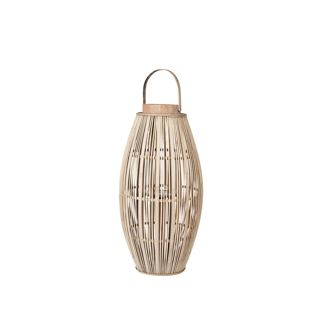 Broste Copenhagen Φανάρι Διακοσμητικό φανάρι Aleta Lantern Natural, Bamboo/Glass Ø39 x H77,5 cm, 14 x 35 cm Broste Copenhagen
