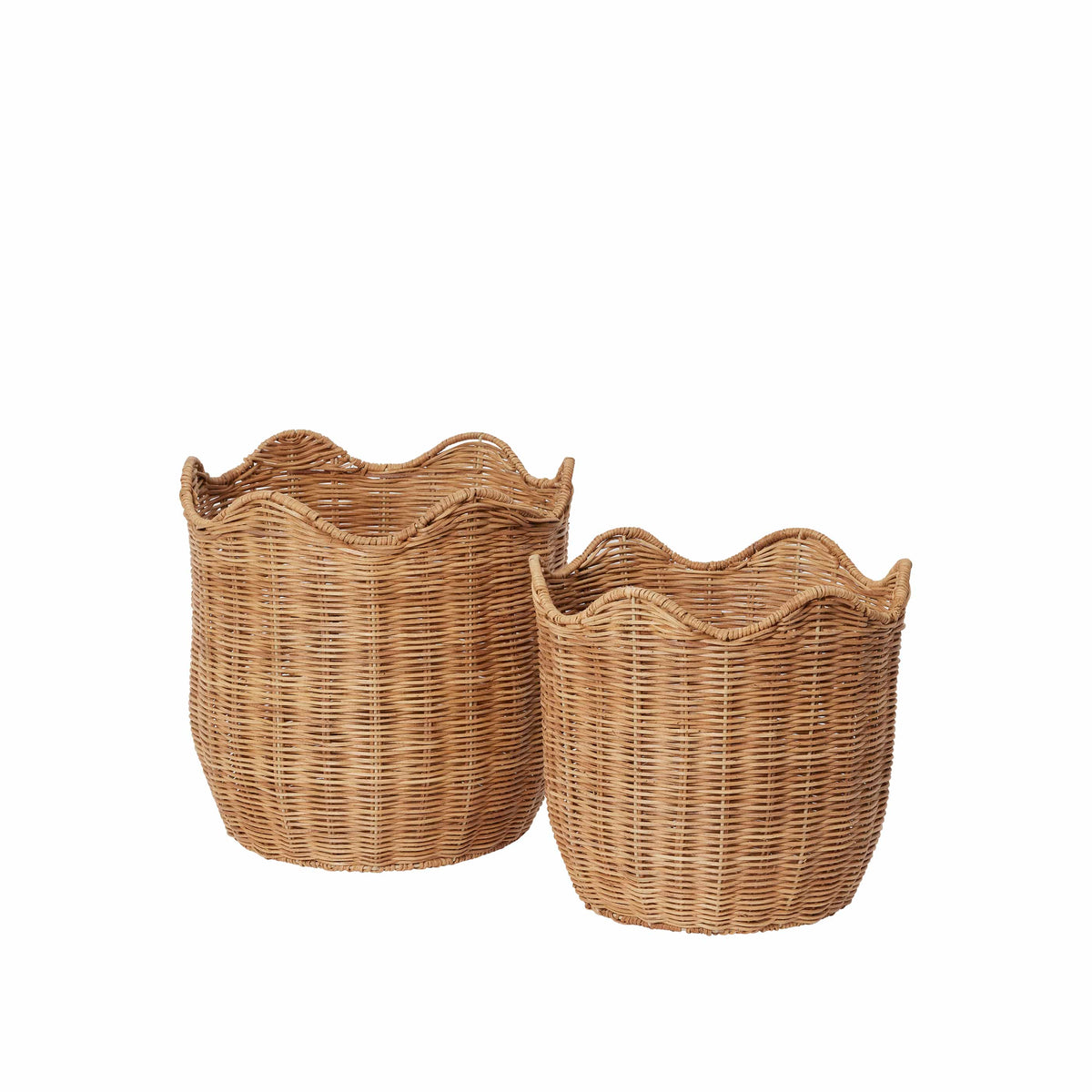 Αποθηκευτικά Καλάθια Lola Set of 2 Rattan Φυσικό Καφέ Ø35 x H35 cm Broste Copenhagen