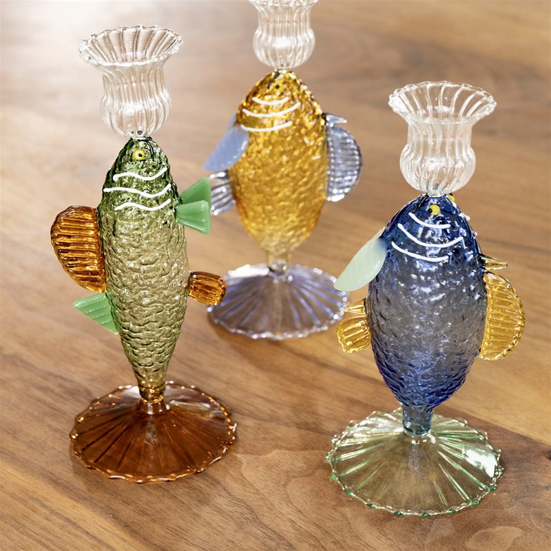 Home - &k Amsterdam Κηροπήγιο Κηροπήγιο Fish Κίτρινο Γυαλί 19 x Ø 8.5 cm Home - &k Amsterdam