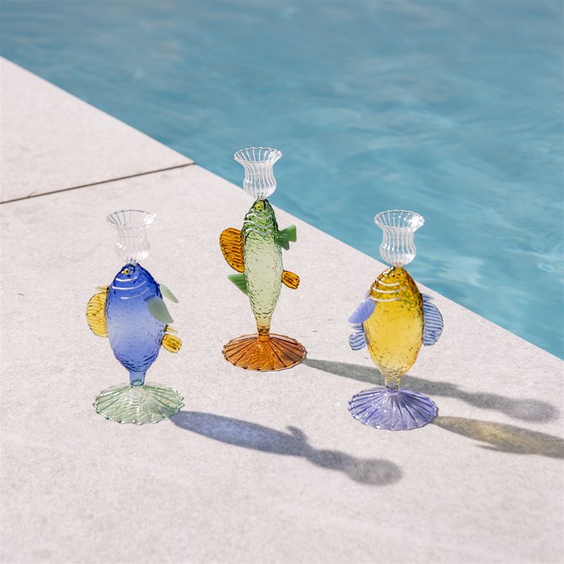 Home - &k Amsterdam Κηροπήγιο Κηροπήγιο Fish Πράσινο Γυαλί Η21 x Ø 8.5 cm Home - &k Amsterdam