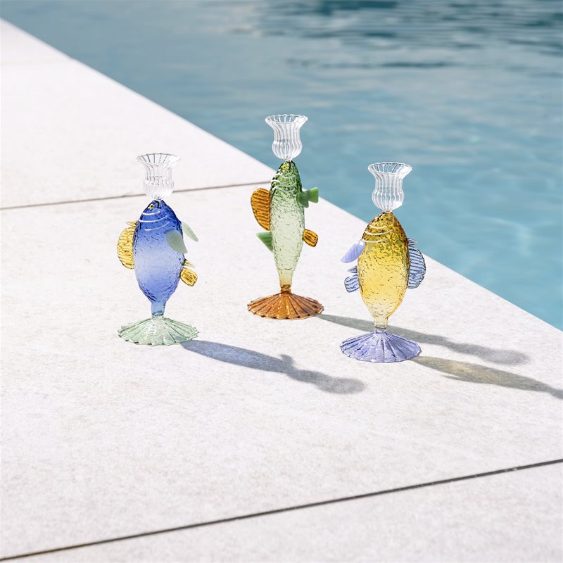 Home - &k Amsterdam Κηροπήγιο Κηροπήγιο Fish Κίτρινο Γυαλί 19 x Ø 8.5 cm Home - &k Amsterdam