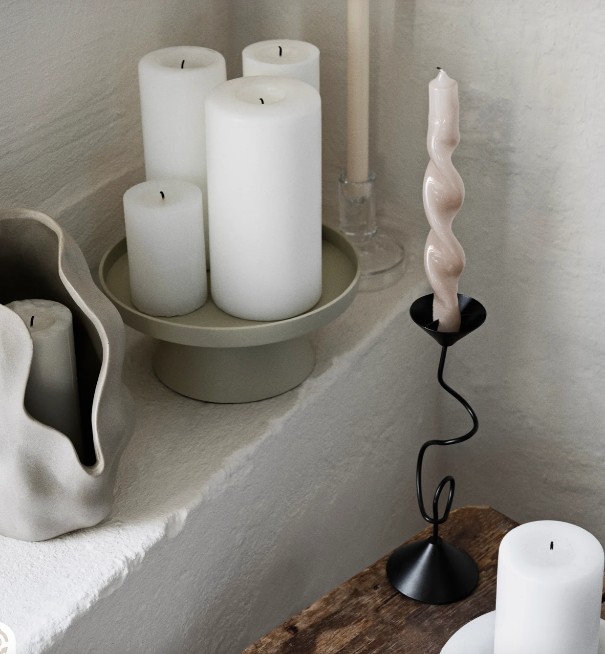 Διακοσμητική Πιατέλα Κεριών Holger Αλουμίνιο Απαλό Sand Πράσινο Ø35 x H12 cm Broste Copenhagen