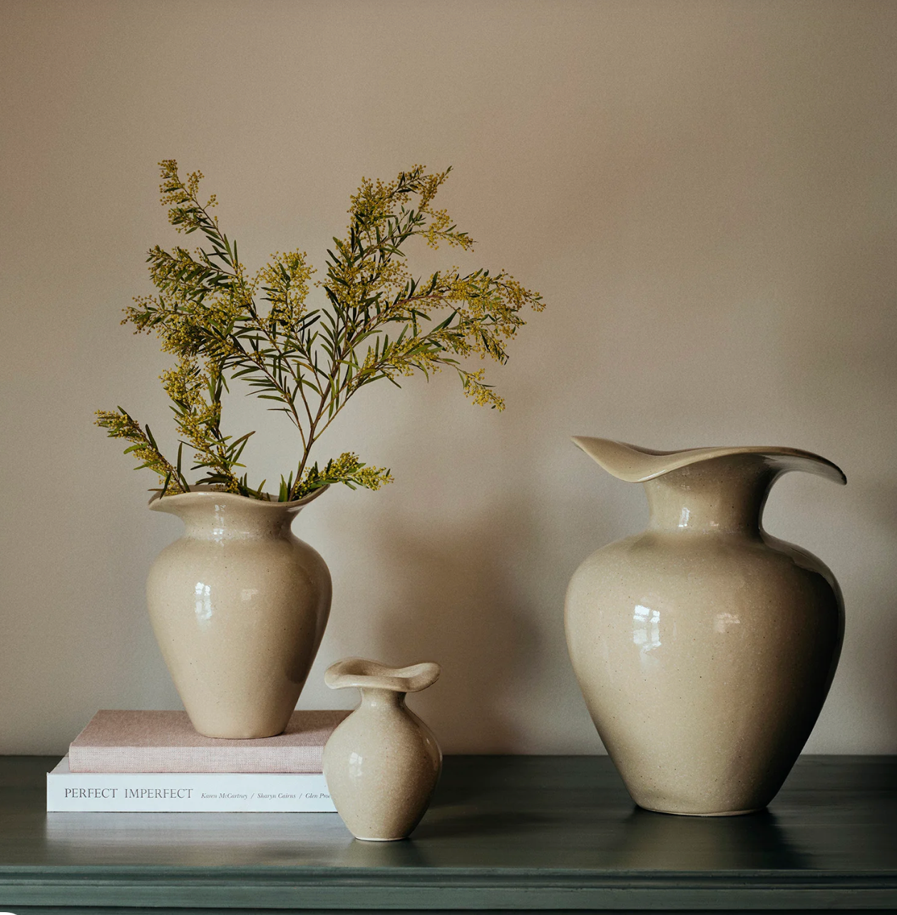 Βάζο Florentina S Glossy Glazed Μπεζ Kεραμικό, Ø16 x H22.5 cm BROSTE COPENHAGEN