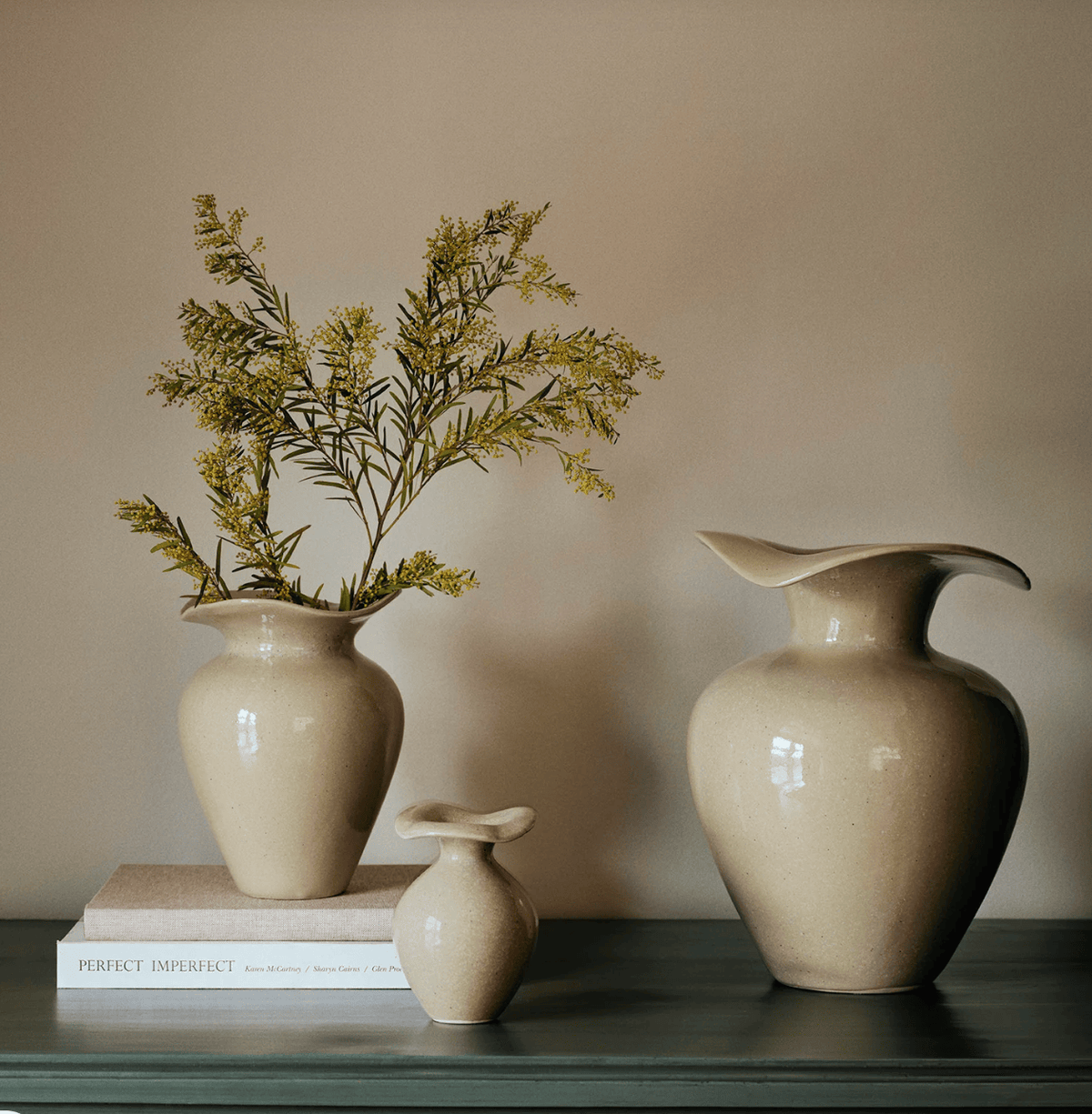 Βάζο Florentina S Glossy Glazed Μπεζ Kεραμικό, Ø16 x H22.5 cm BROSTE COPENHAGEN