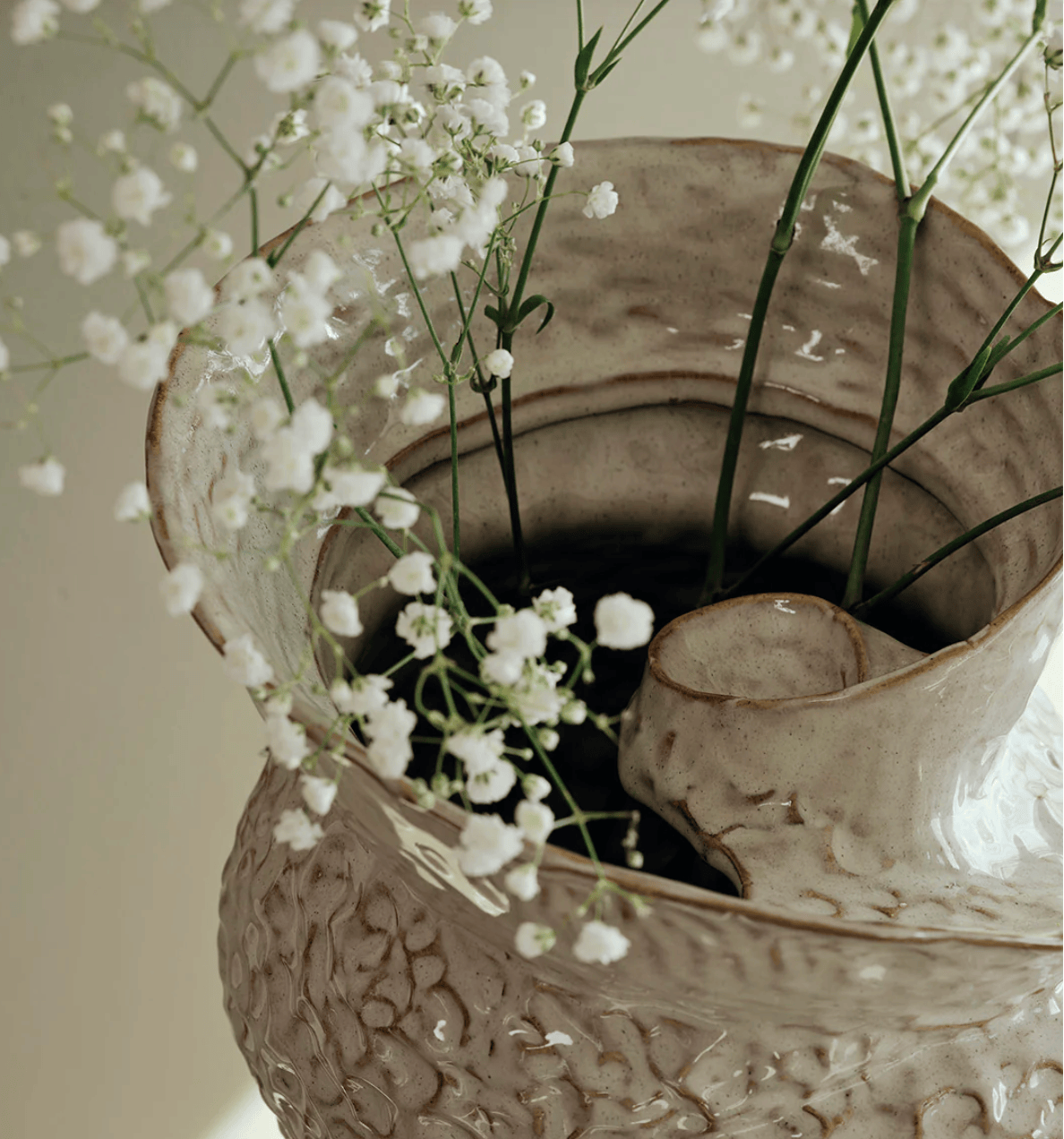Διακοσμητικό Βάζο Shelly Κρεμ Λευκό Stoneware, reactive glaze Ø25 x H38 cm BROSTE COPENHAGEN