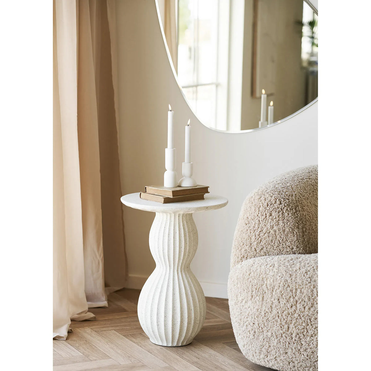 Βοηθητικό Τραπέζι Newtown - Fiberclay Λευκό Ø40 x H55 cm HOUSE NORDIC