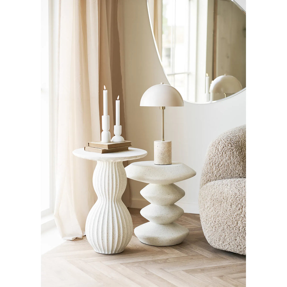 Βοηθητικό Τραπέζι Newtown - Fiberclay Λευκό Ø40 x H55 cm HOUSE NORDIC
