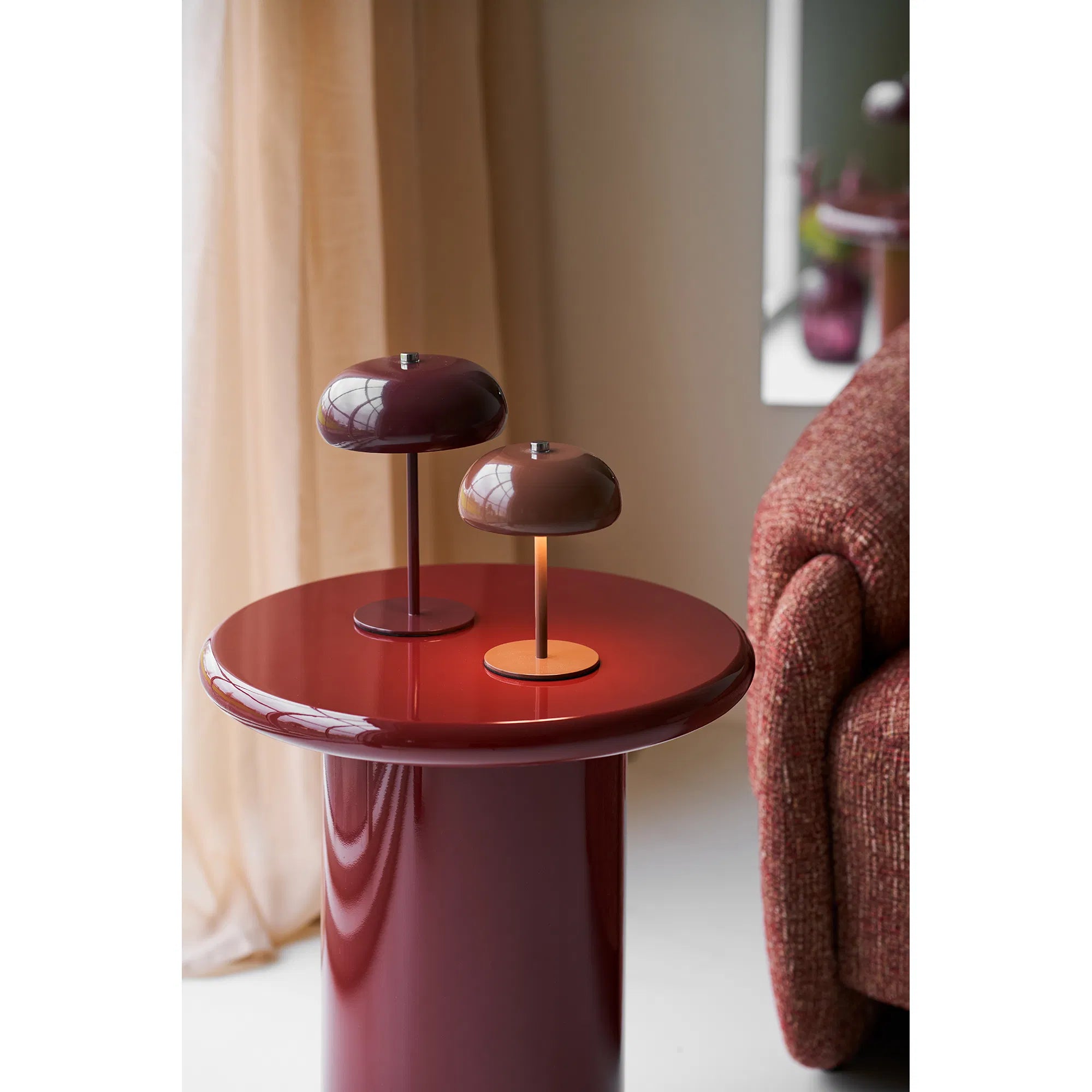 Βοηθητικό Τραπέζι Otago - MDF Σκούρο Κόκκινο ø45 x H50 cm HOUSE NORDIC