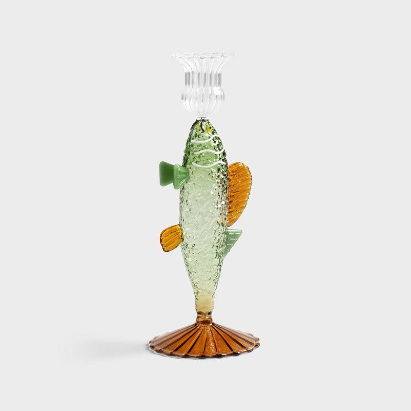 Home - &k Amsterdam Κηροπήγιο Κηροπήγιο Fish Πράσινο Γυαλί Η21 x Ø 8.5 cm Home - &k Amsterdam