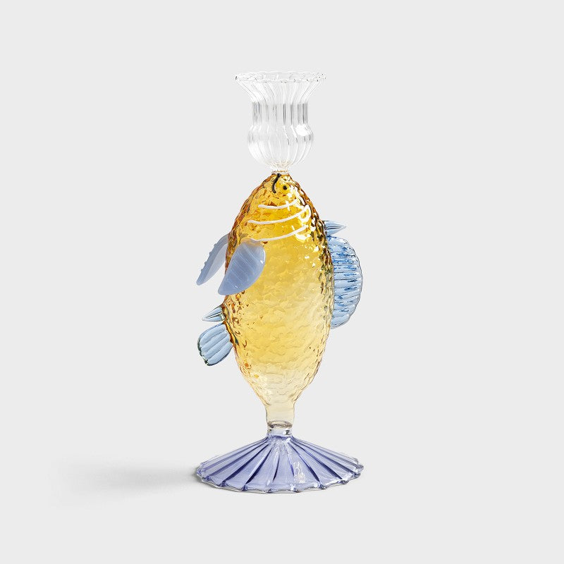 Home - &k Amsterdam Κηροπήγιο Κηροπήγιο Fish Κίτρινο Γυαλί 19 x Ø 8.5 cm Home - &k Amsterdam