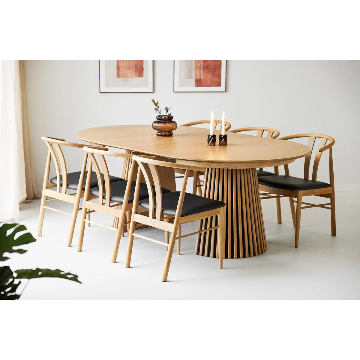 Osaka Dining Table Οβάλ 2 Επεκτάσεων Natural Oak Veneer MDF 120x200-250-300x75 cm NORDIC HOUSE