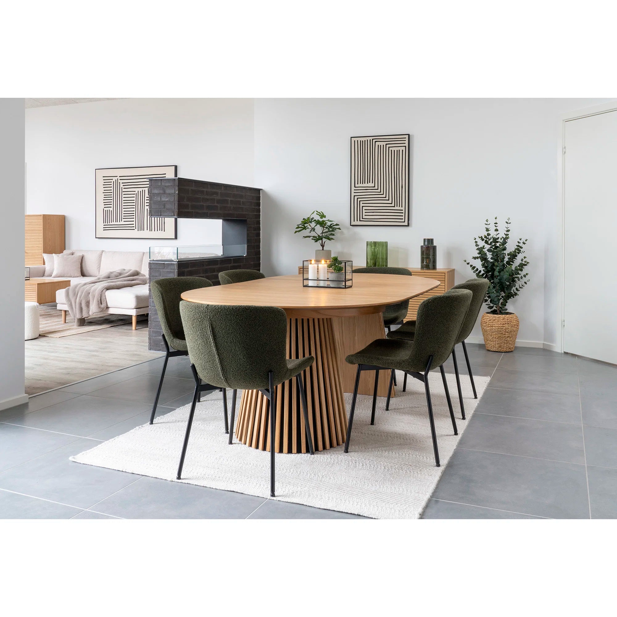 Osaka Dining Table Οβάλ 2 Επεκτάσεων Natural Oak Veneer MDF 120x200-250-300x75 cm NORDIC HOUSE