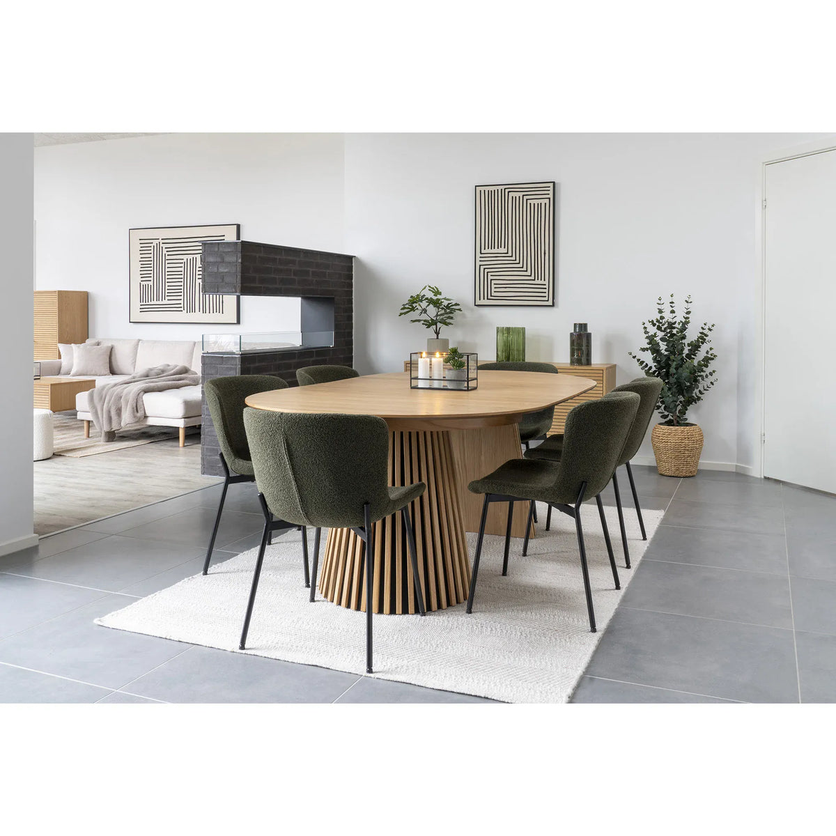 Osaka Dining Table Οβάλ 2 Επεκτάσεων Natural Oak Veneer MDF 120x200-250-300x75 cm NORDIC HOUSE