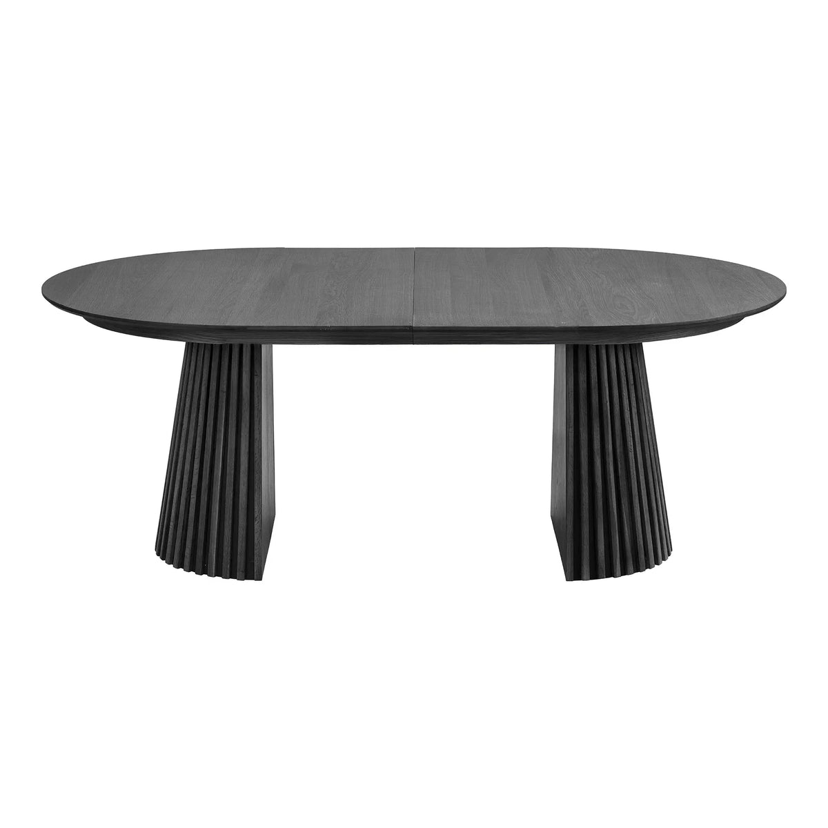 Osaka Dining Table Οβάλ 2 Επεκτάσεων Oak Veneer Μαύρη MDF 120x200-250-300x75 cm NORDIC HOUSE