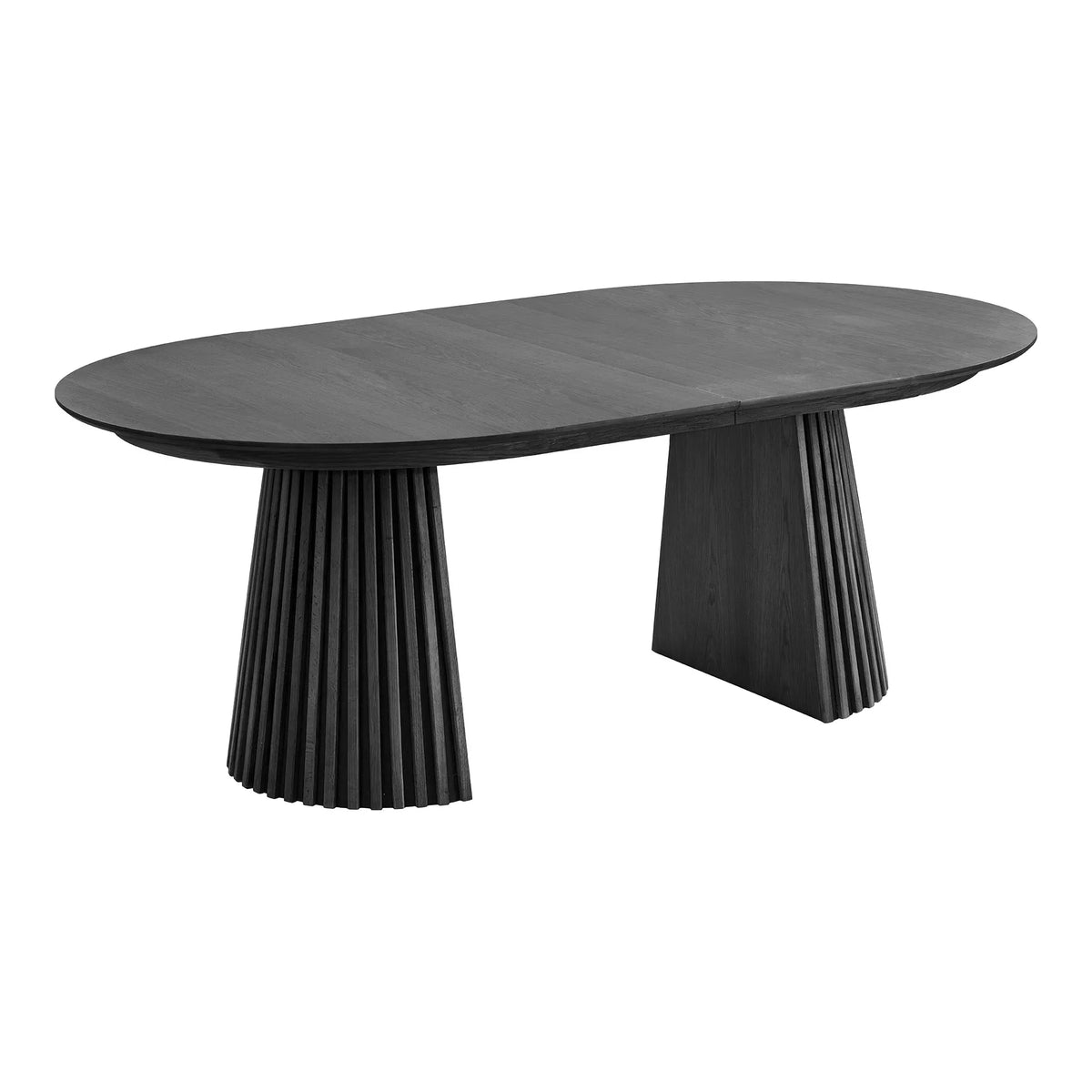 Osaka Dining Table Οβάλ 2 Επεκτάσεων Oak Veneer Μαύρη MDF 120x200-250-300x75 cm NORDIC HOUSE