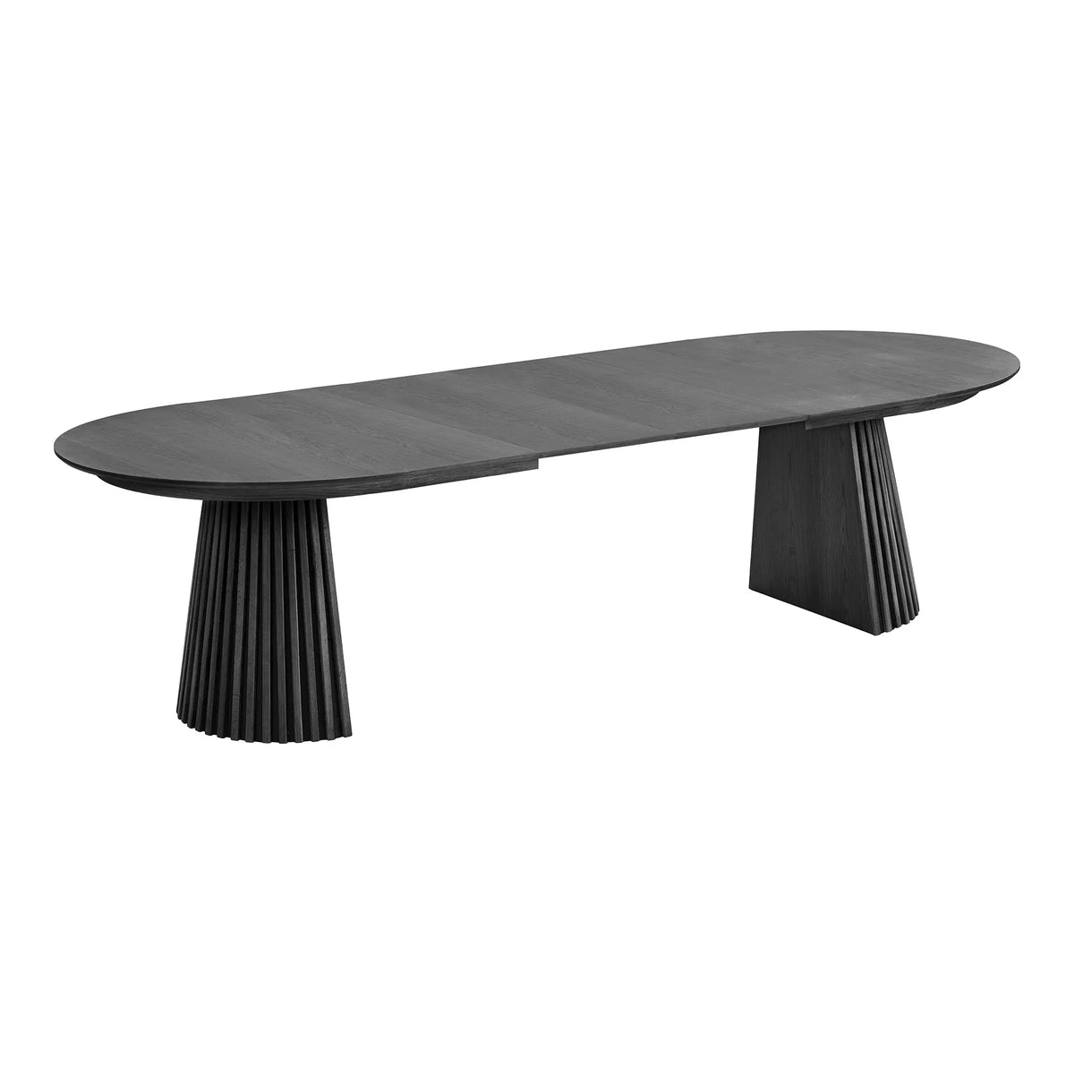 Osaka Dining Table Οβάλ 2 Επεκτάσεων Oak Veneer Μαύρη MDF 120x200-250-300x75 cm NORDIC HOUSE
