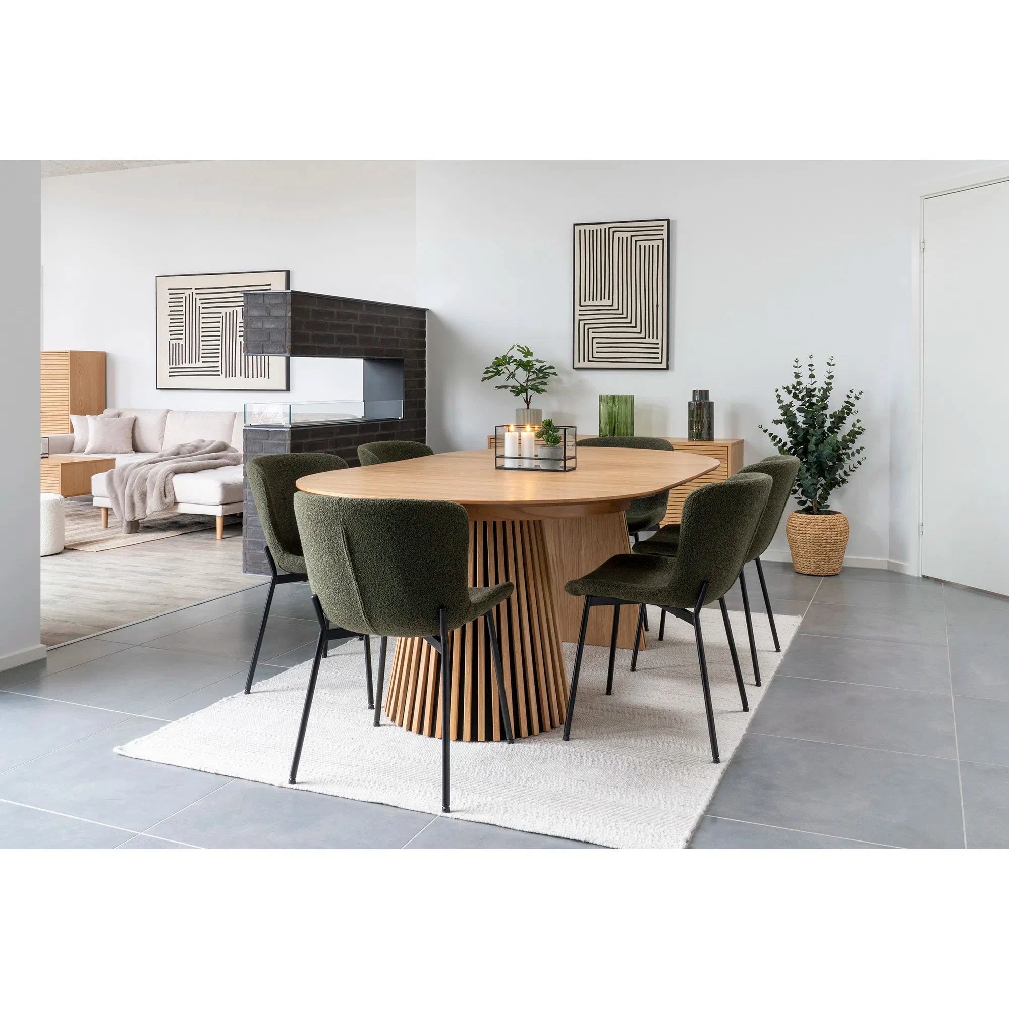 Τραπεζαρία Osaka - Καπλαμάς Δρυός MDF Φυσική Απόχρωση Με 3 Επεκτάσιμες Επιφάνειες ø120 (W160/W200/W240) x Η75 cm HOUSE NORDIC