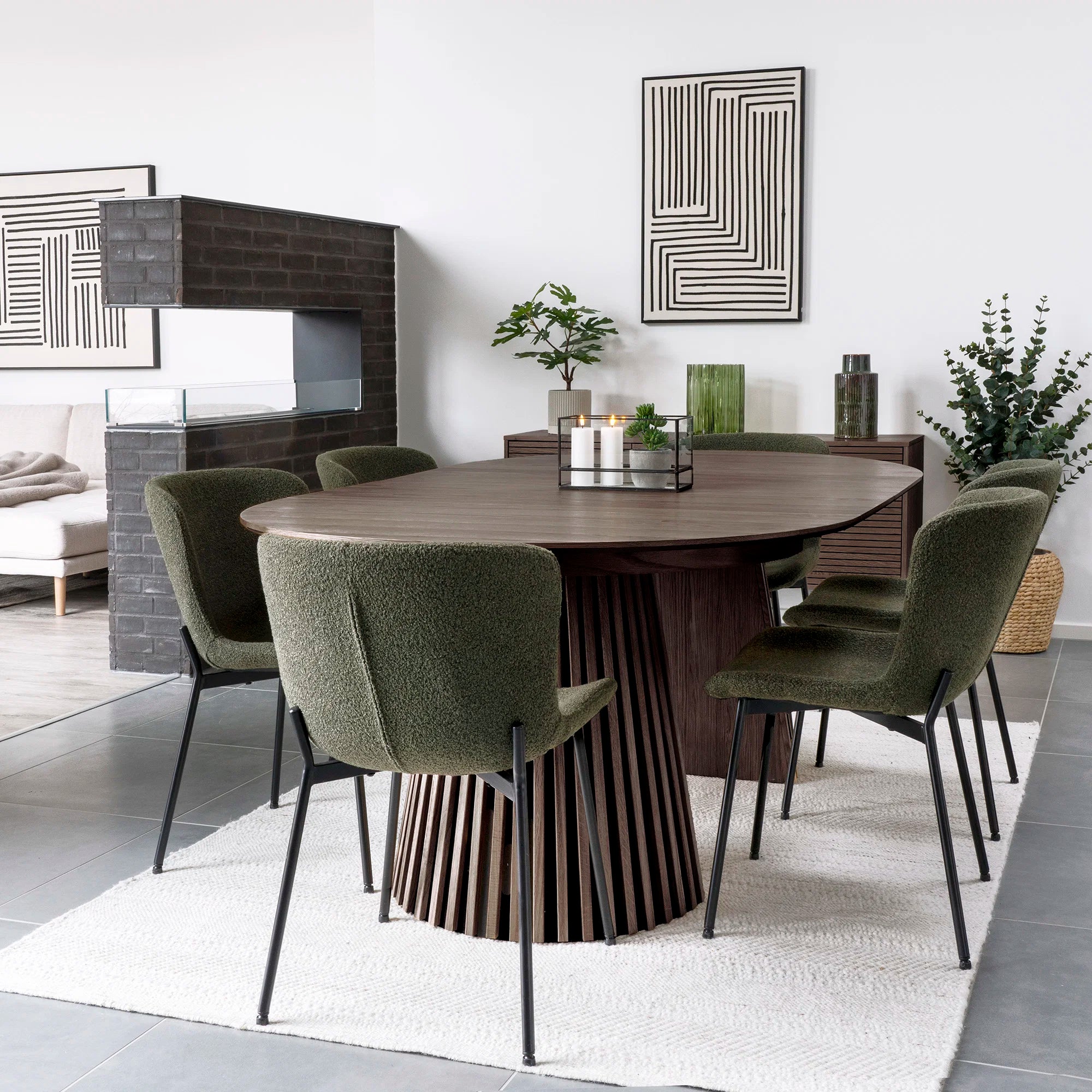 Osaka Dining Table Οβάλ 2 Επεκτάσεων Smoked Kαφέ, Oak Veneer, MDF 120x200-250-300x75 cm NORDIC HOUSE