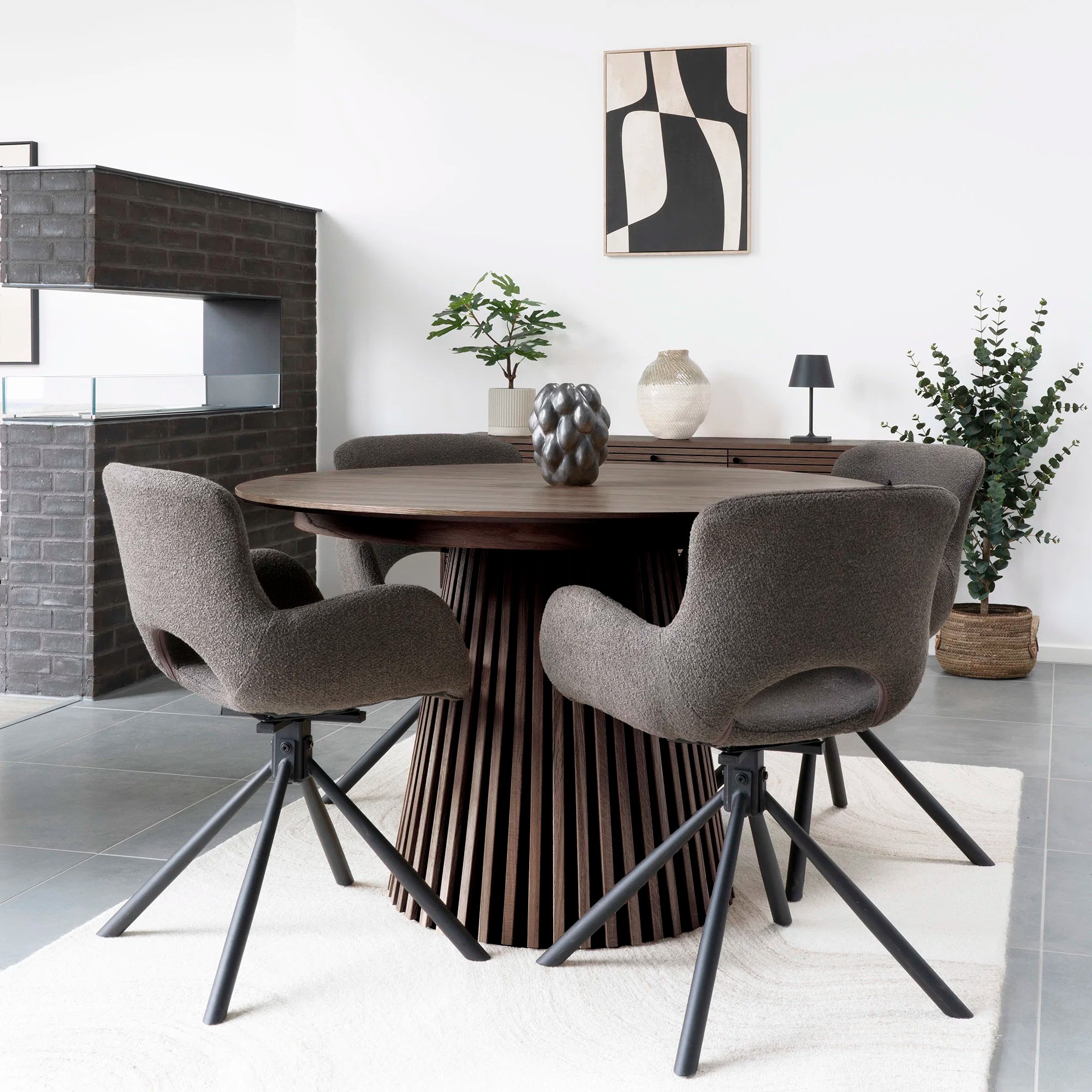 Osaka Dining Table Οβάλ 2 Επεκτάσεων Smoked Kαφέ, Oak Veneer, MDF 120x200-250-300x75 cm NORDIC HOUSE