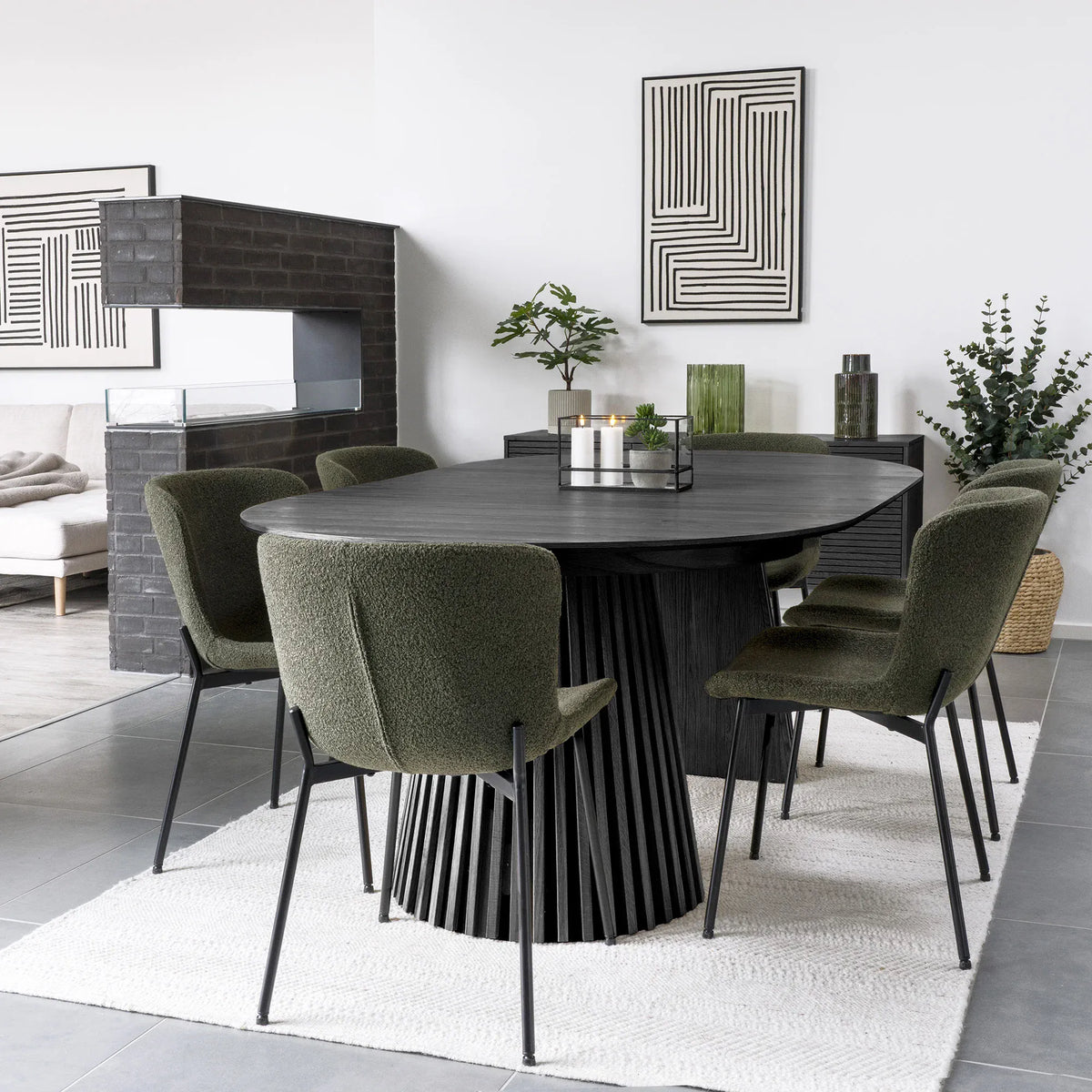Osaka Dining Table Στρογγυλή 2 Επεκτάσεων, Oak Veneer Μαύρη, MDF ø120x120-160-200x75 cm NORDIC HOUSE (Copy)