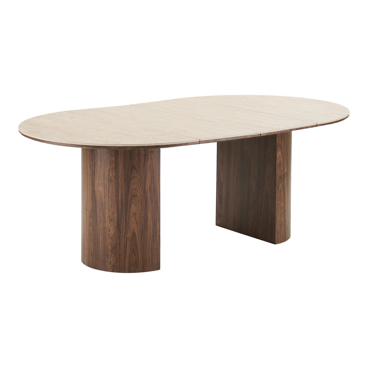 Travertine/ Legs Dark Brown incl. 2 extension plates ø120x120-160-200x76 cmHOUSE NORDIC