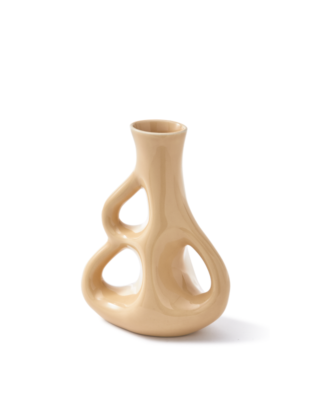 POLSPOTTEN Βάζο Βάζο Three Ears-S Μπεζ Κεραμικό L17xW9xH21cm POLSPOTTEN