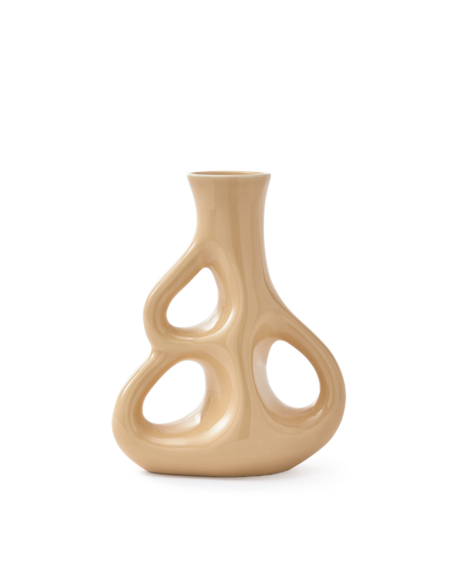 POLSPOTTEN Βάζο Βάζο Three Ears-S Μπεζ Κεραμικό L17xW9xH21cm POLSPOTTEN