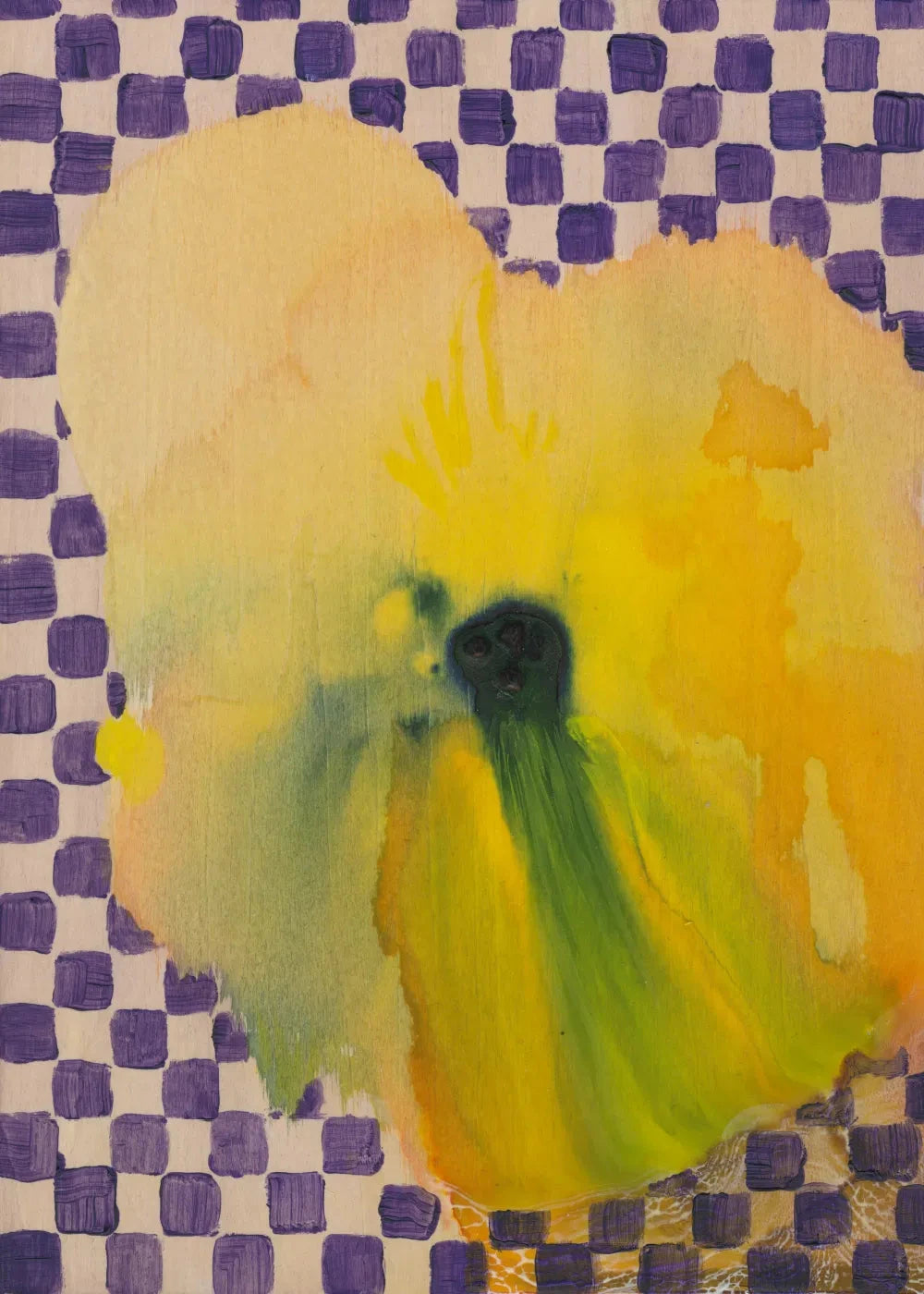 PAPER COLLECTIVE Poster Πόστερ Flower With Checks 02 - Κίτρινο Μωβ 50 x 70 PAPER COLLECTIVE