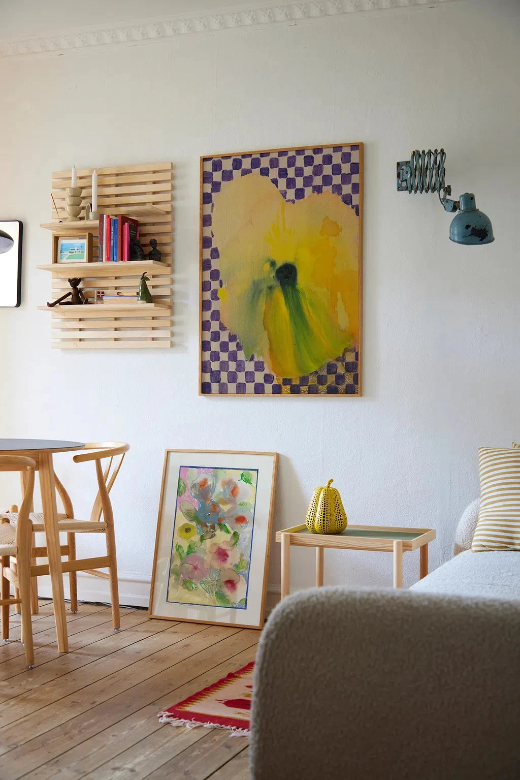 PAPER COLLECTIVE Poster Πόστερ Flower With Checks 02 - Κίτρινο Μωβ 30 x 40 PAPER COLLECTIVE