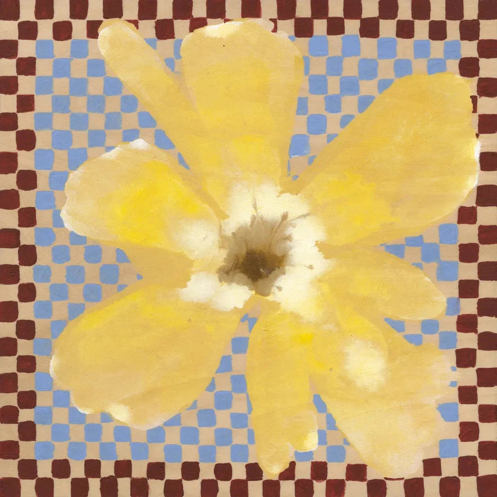 PAPER COLLECTIVE Poster Πόστερ Flower With Checks 03 - Κίτρινο Μπλε Σκούρο Καφέ 50 x 50 PAPER COLLECTIVE