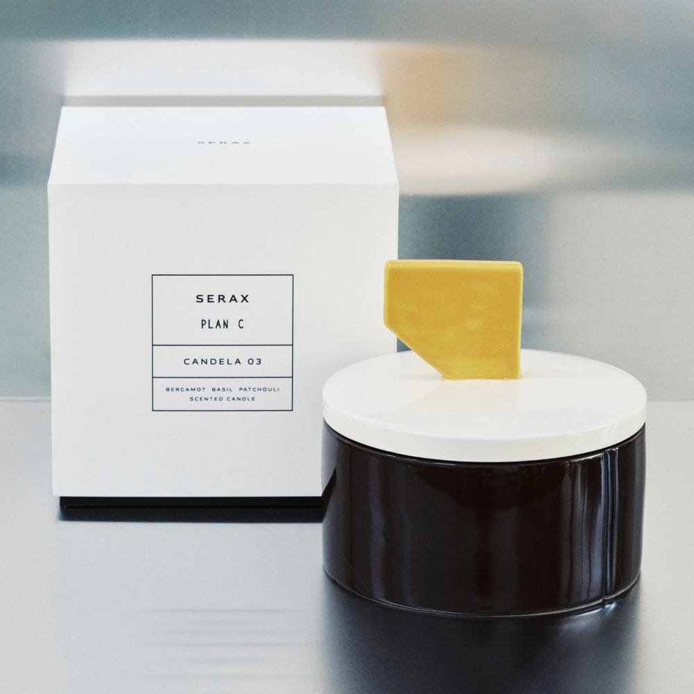 Αρωματικό Κερί Scented B Μπορντό-Κίτρινο Γυάλινο L 17 W 17 H 16 cm SERAX