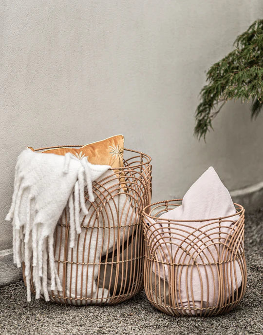 EIGHTMOOD Καλάθι Καλάθια Bilbao Φυσικό Rattan Σετ 2 τμχ dia46xH50cm/dia36xH35 cm Eightmood