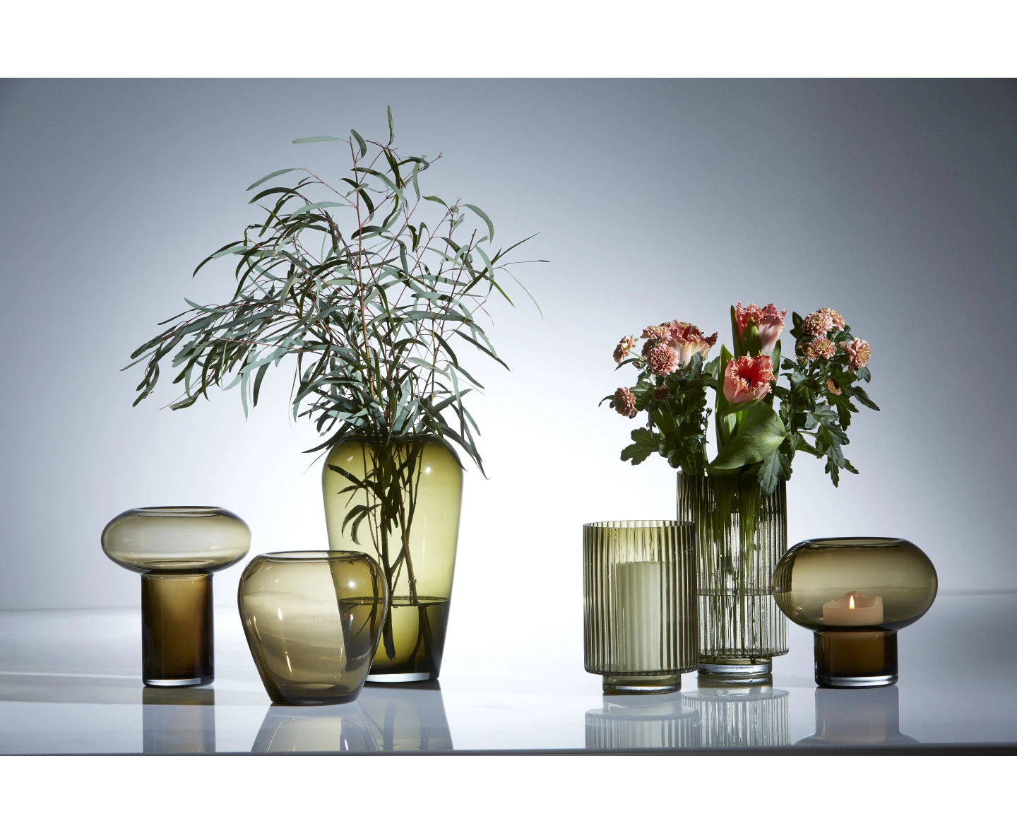 HINTSDECO Βάζο Βάζο BASE Γυάλινο Πράσινο 18x20cm Hintsdeco Collection