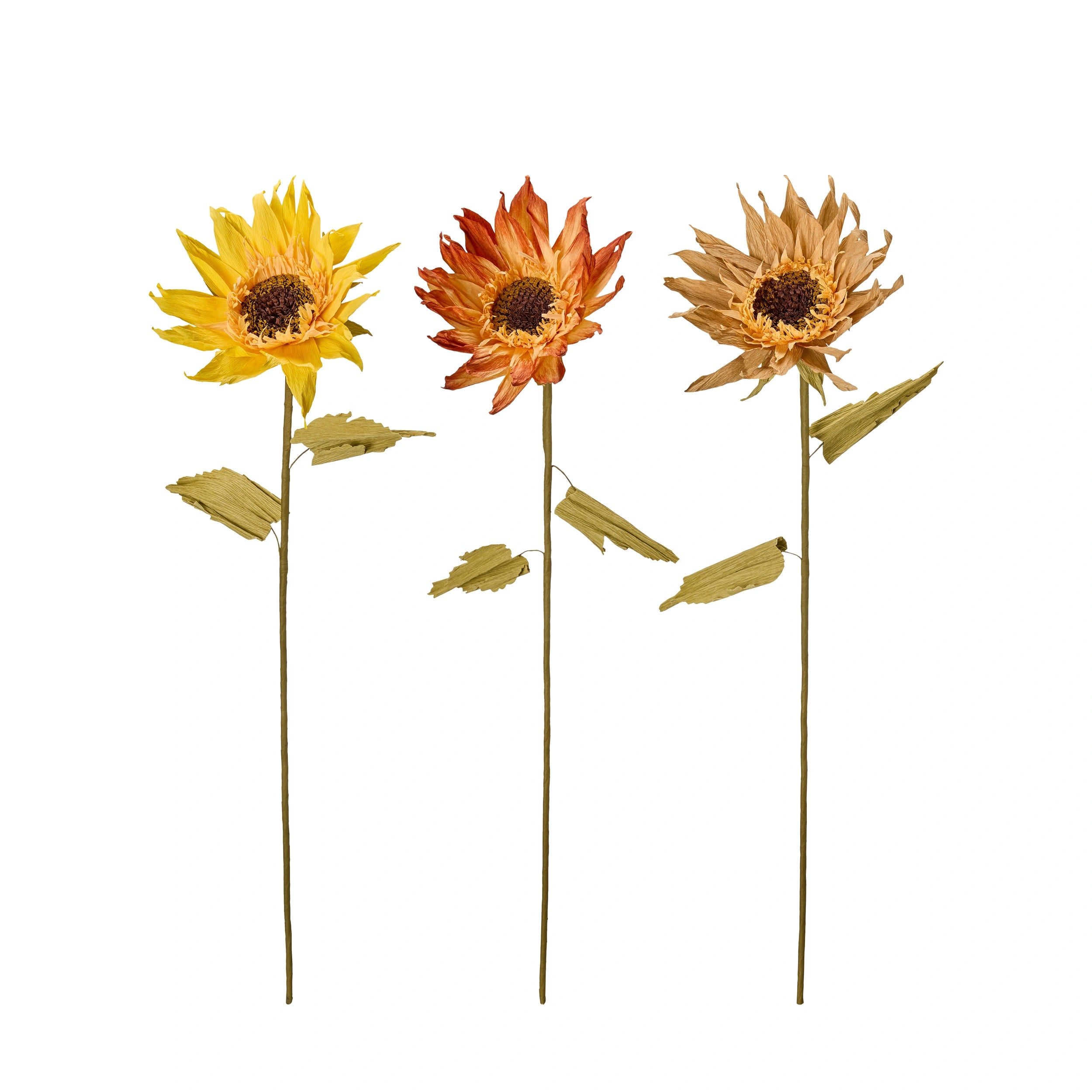 Διακοσμητικά Λουλούδια Sunflower - Χαρτί Σίδηρος Κίτρινο Πορτοκαλί Καφέ 18 x 72 cm HintsDeco